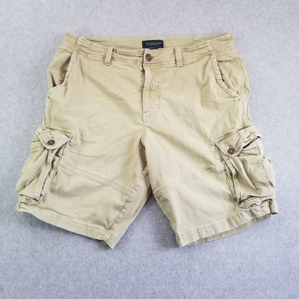 American Eagle Mens Khaki Cargo Shorts Size 36 Extreme Flex Classic Y2K Tan